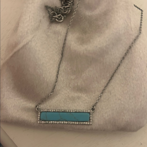 Turquoise and silver bar necklace - Picture 2 of 3